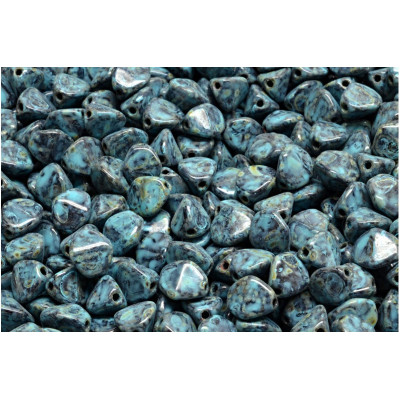 Teal Picasso Pinch Beads 7mm 23980-86800-33309 | Rutkovsky Glass