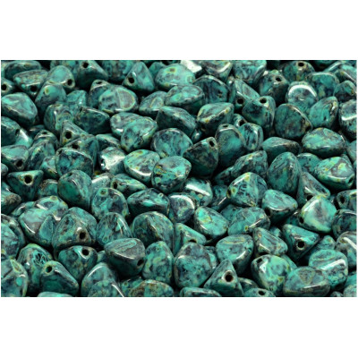 Czech Glass Pinch Beads 7mm Turquoise Picasso 23980 | Rutkovsky