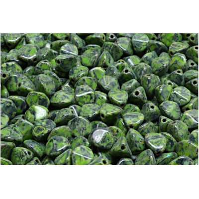 Green Picasso Czech Glass Pinch Beads 7mm 23980-86800-33311