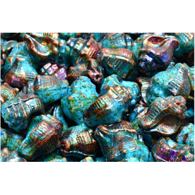 Murex Shell Beads 15x12mm Turquoise Bronze 02010 | Glass Beads