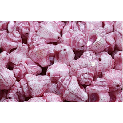 Murex Shell Beads 15x12mm Pink White 28701 | Rutkovsky Glass