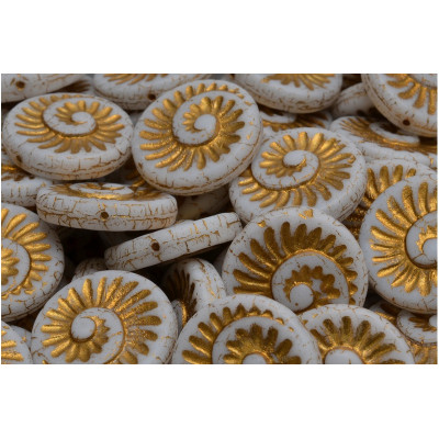 Fossil Shell Beads 18x18mm White Gold 02010-84100-54302 | Rutkovsky