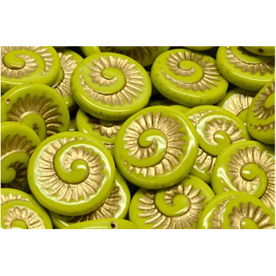 Fossil Shell Beads 18x18mm Lime Green Gold 53400-54302 | Rutkovsky
