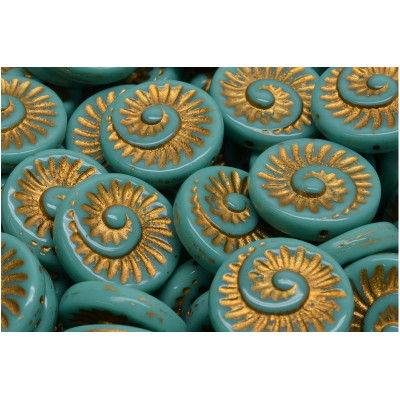 Fossil Shell Beads 18x18mm Turquoise Gold 63130-54302 | Rutkovsky