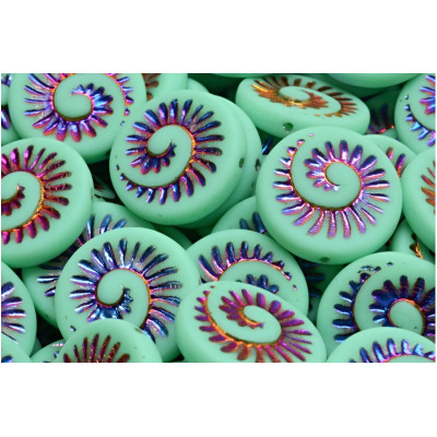 Fossil Shell Beads 18x18mm Mint Aqua 53110-29503-84100 | Rutkovsky