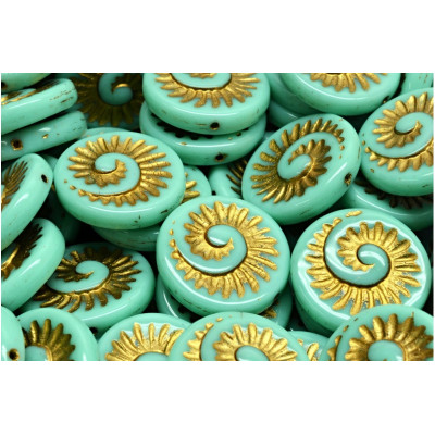 Fossil Shell Beads 18x18mm Turquoise Gold 53110-54302 | Rutkovsky