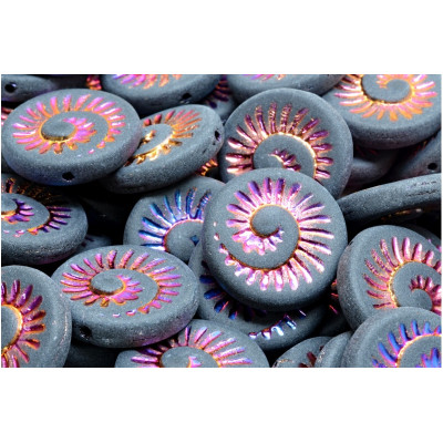 Fossil Shell Beads 18x18mm Grey Iridescent 23980 | Rutkovsky