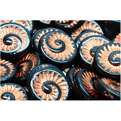 Fossil Shell Beads 18x18mm Black Copper 23980-54319 | Rutkovsky