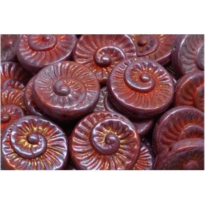 Fossil Shell Beads 18x18mm Burgundy Iridescent 93180-15001 | Rutkovsky