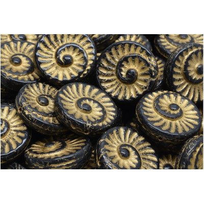 Fossil Shell Beads 18x18mm Black Gold 23980-54302 | Rutkovsky