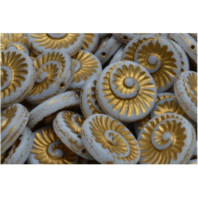 Fossil Shell Beads 18x18mm White Gold 02010-54302 | Rutkovsky