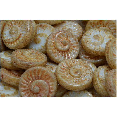 Fossil Shell Beads 18x18mm Ivory Travertine 02010-65401 | Rutkovsky