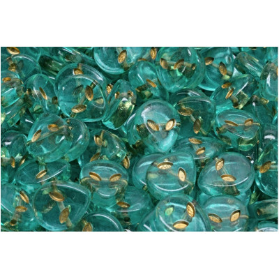 Alien Beads Teal Gold 9x11mm 54302-34309 | Czech Glass Beads