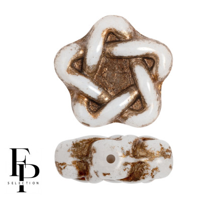 Czech Glass Star Beads White Bronze 03000/54317 | 13mm Stars