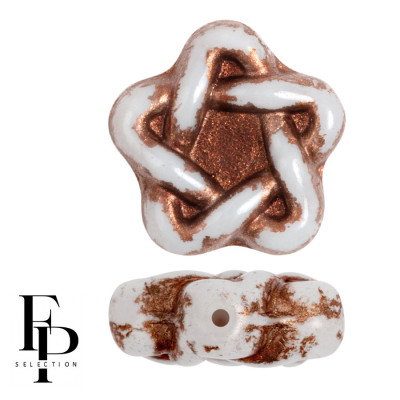 Czech Glass Star Beads 13mm White Bronze 03000/54319 | 4pcs