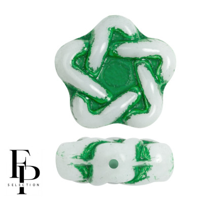 Czech Glass Star Beads 12x13mm Green Garden 03000/54315 | 4pcs