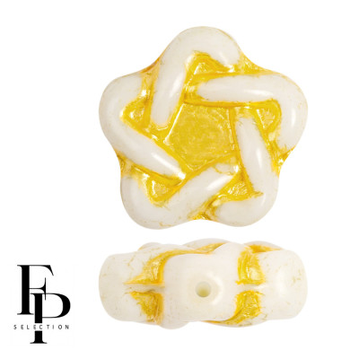 Czech Glass Star Beads 12x13mm Lemon Yellow 54320 | 4pcs