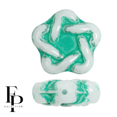 Teal Picasso Star Beads 12x13mm 03000/54316 | Czech Glass Beads