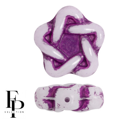 Czech Glass Elegant Star Beads 12mm Violet 54326 | 4pcs