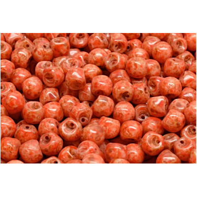 Mushroom Button Beads 6x5mm Coral Picasso 33307 | Rutkovsky