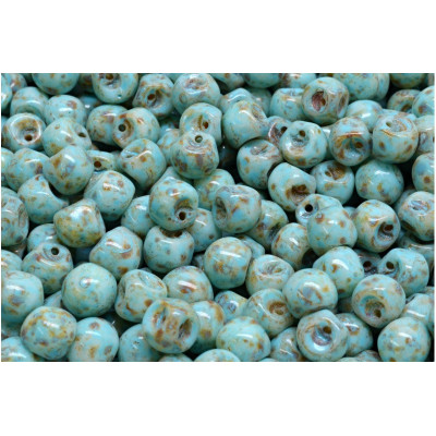 Turquoise Picasso Mushroom Button Beads 6x5mm 02010-86800-33309