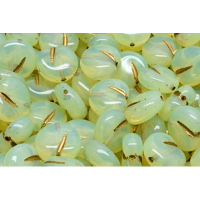 Apple Beads 11x12mm Lime Opal Gold 81000-54302 | Czech Glass