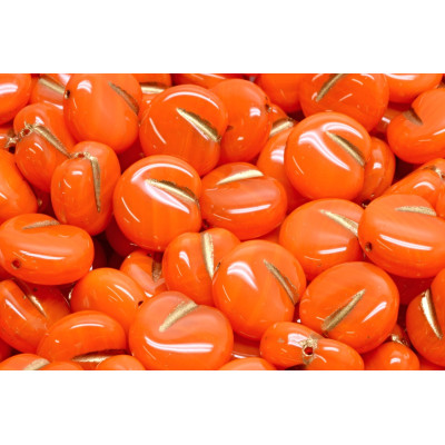Apple Beads 11x12mm Orange Gold 81260-54302 | Czech Glass Beads