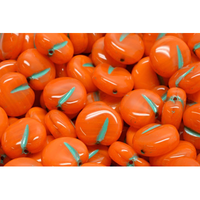 Apple Beads 11x12mm Orange Teal 81260-54316 | Czech Glass