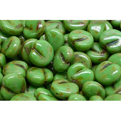 Apple Beads 11x12mm Green Picasso 53210-86800 | Rutkovsky Glass