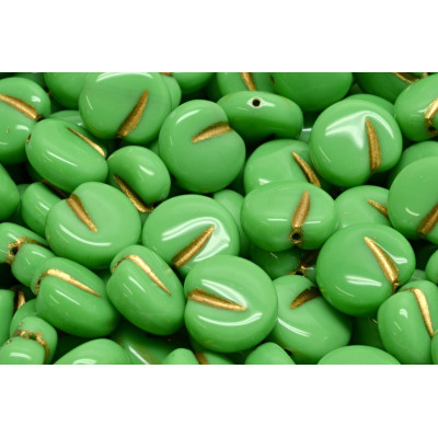 Apple Beads 11x12mm Green Gold Wash 53210-54302 | Rutkovsky Glass