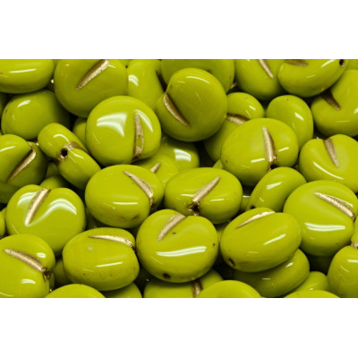 Apple Beads 11x12mm Lime Green Gold 53400-54302 | Rutkovsky Glass