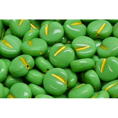 Apple Beads 11x12mm Opaque Green Gold 53210-54320 | Rutkovsky