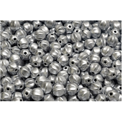 Czech Glass Melon Beads 6x6mm Silver 01700 | Rutkovsky Beads