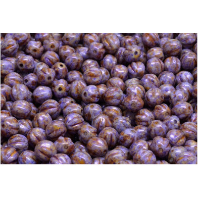 Melon Beads 6x6mm Purple Picasso 02010-65328 | Czech Glass Beads