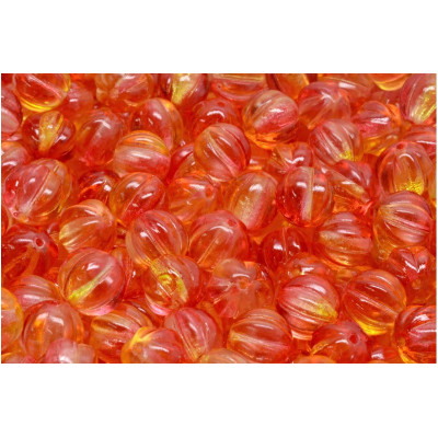Melon Beads 8x8mm Orange Red 00030-48001 | Rutkovsky Czech Glass
