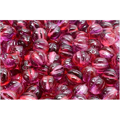 Czech Melon Beads 8x8mm Fuchsia 00030-48014 | Rutkovsky Glass