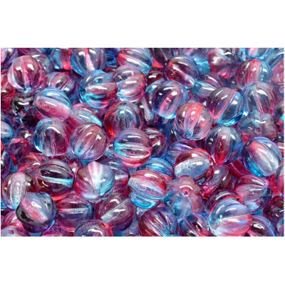 Melon Beads 8x8mm Pink Blue Nebula 00030-48013 | Rutkovsky Glass