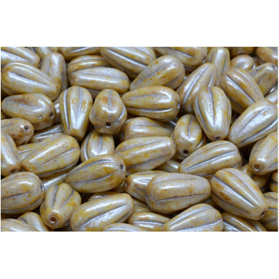 Drop Melon Beads 13x8mm Beige Picasso 02010-65321-54301 | Rutkovsky