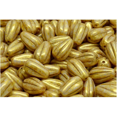 Drop Melon Beads 13x8mm Cream Gold 02010-65322-54302 | Rutkovsky