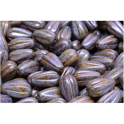 Violet Drop Melon Beads 13x8mm 65329-54324 | Czech Glass