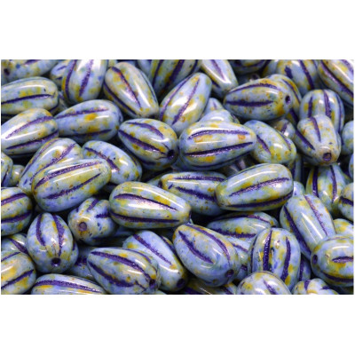 Drop Melon Beads 13x8mm Blue Violet 65325-54325 | Rutkovsky Glass