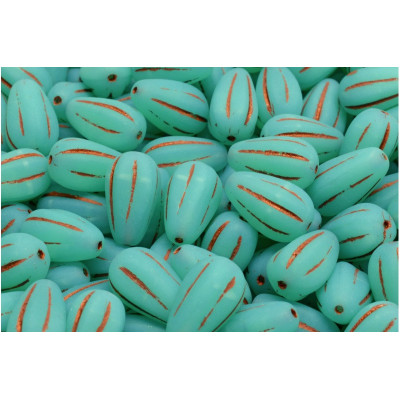 Turquoise Drop Melon Beads 13x8mm 61100-5430-84100 | Czech Glass