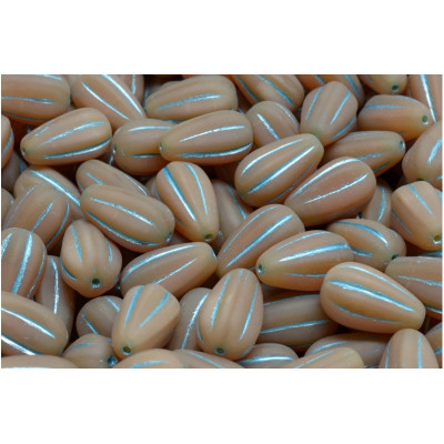 Czech Glass Drop Melon Beads 13x8mm Beige Blue 11300-54323-84100