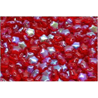 Flat Star Beads 6x6mm Red Iridescent 90080-28701 | Rutkovsky