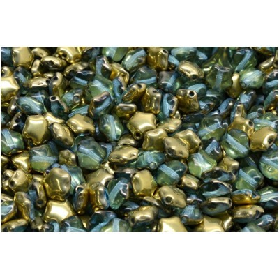 Flat Star Beads 6x6mm Teal Gold Luster 60000-26441 | Rutkovsky