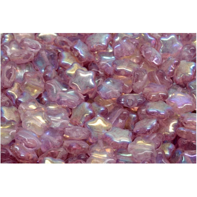 Flat Star Beads 8x8mm Iridescent Pink 28701 | Rutkovsky Czech Glass