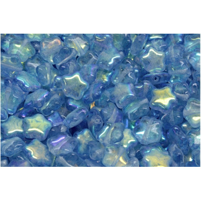 Flat Star Beads 8x8mm Light Blue Iridescent 34307 | Glass Beads