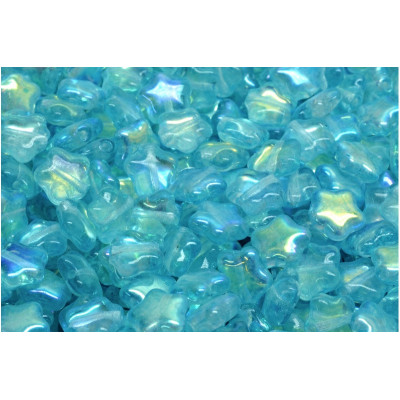 Flat Star Beads 8x8mm Aqua AB 00030-28701-34308 | Rutkovsky Glass