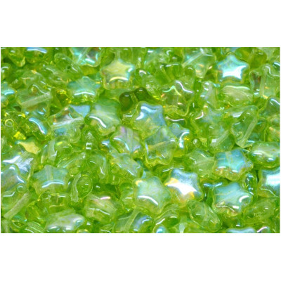 Flat Star Beads 8x8mm Lime Green AB 00030-28701-34310 | Czech Glass