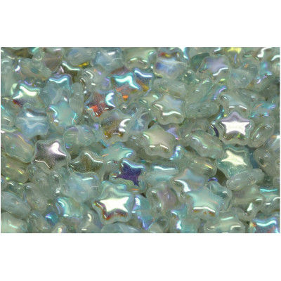 Flat Star Beads 8x8mm Aqua Iridescent 00030-98539 | Czech Glass